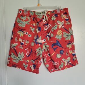 Polo Ralph Lauren Swim Trunks Mens L Pink Netted Hawaiian Sail Boat Palm Tree